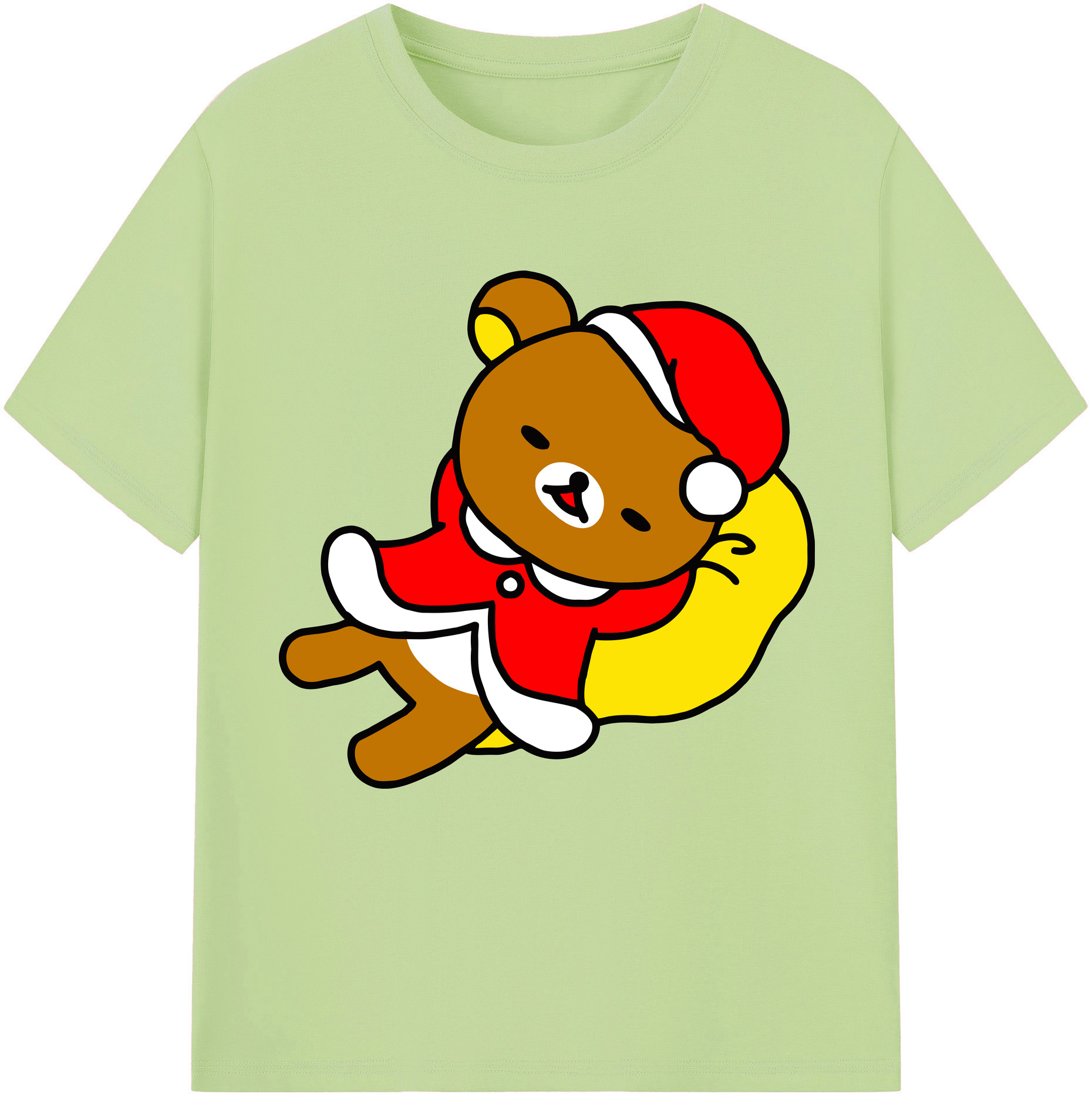 （画像用） リラックマ リラックマ キイロイトリ Rilakkuma Korilakkuma Kiiroitori 綿100％半袖Tシャツ（フロントプリント）